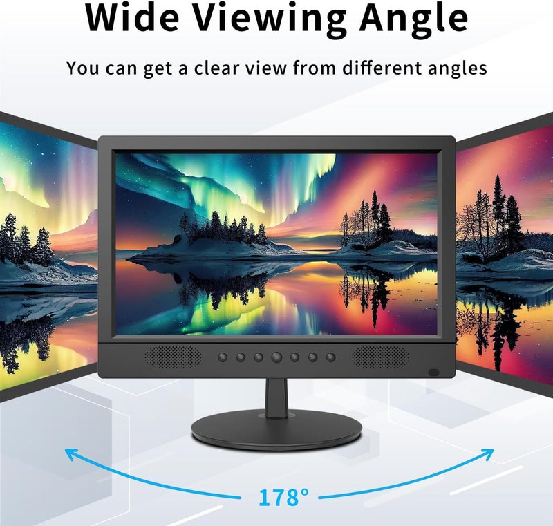 Jexiop 16inch Security Monitor,Wall-Mounted Monitors Supports USB/Full Format Video Playback,CCTV Monitors with AV/HDMI Input/VGA/BNC,Built-in Speaker,Remote Control - Image 3